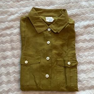 J. Crew Factory Sheer Green Camp Shirt Size XS